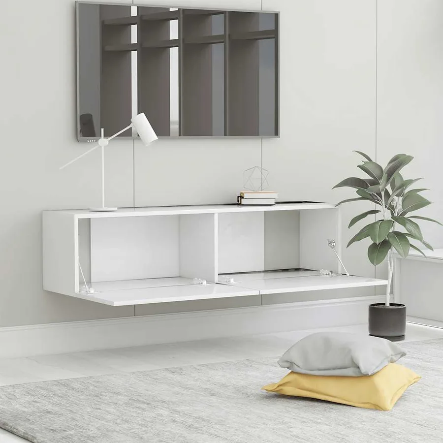 Meuble TV Blanc 120x30x30 cm Bois d’ingénierie - 4