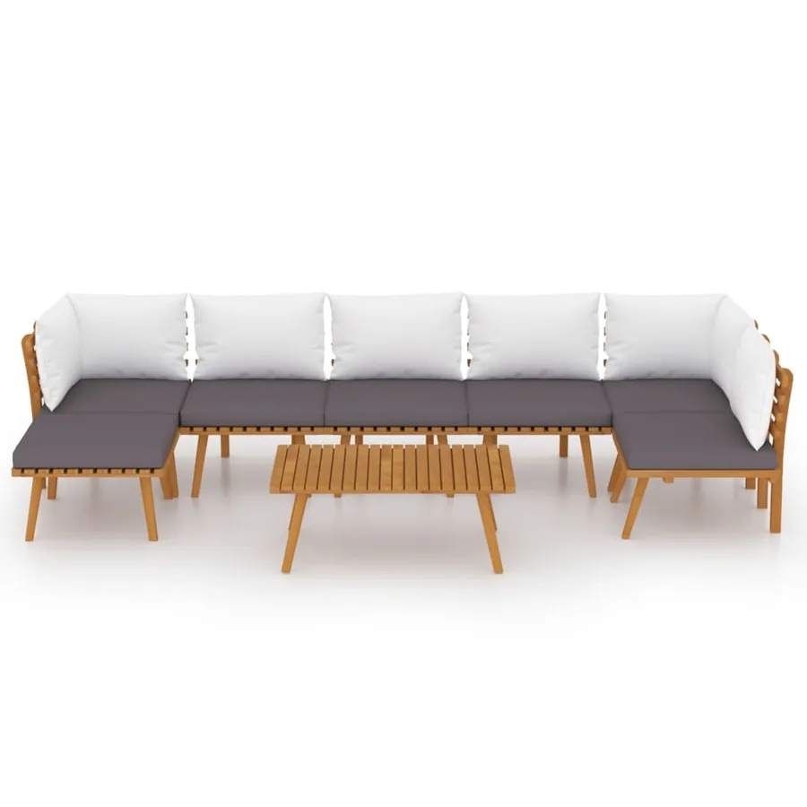 Salon de jardin 8 pcs avec coussins Bois d'acacia solide - 3
