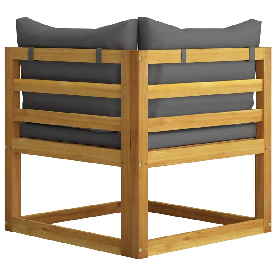 Salon de jardin 7 pcs avec coussin Bois d'acacia solide - 6