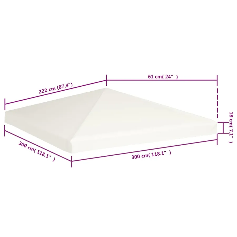 Toile supérieure de belvédère 310 g / m² 3 x 3 m Blanc crème - 6