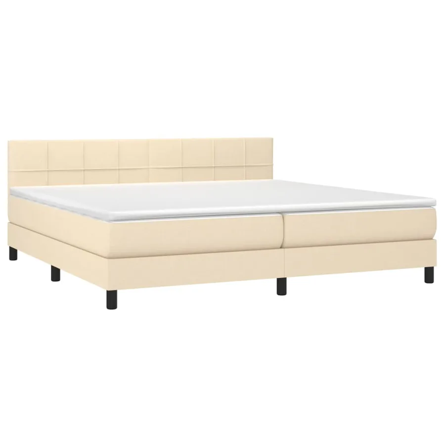 Sommier à lattes de lit et matelas et LED Crème 200x200cm Tissu - 3