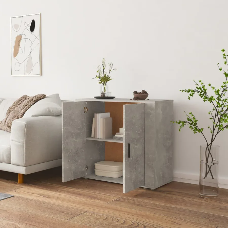 Buffet Gris béton 80x33x70 cm Bois d'ingénierie - 5
