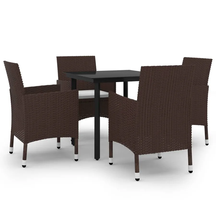 Ensemble à manger de jardin coussins 5 pcs Résine tressée Verre - 2