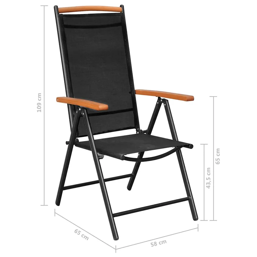 Ensemble à manger de jardin 9 pcs aluminium noir - 10