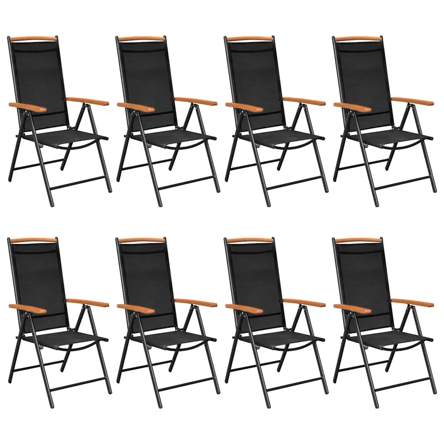 Ensemble à manger de jardin 9 pcs aluminium noir - 2