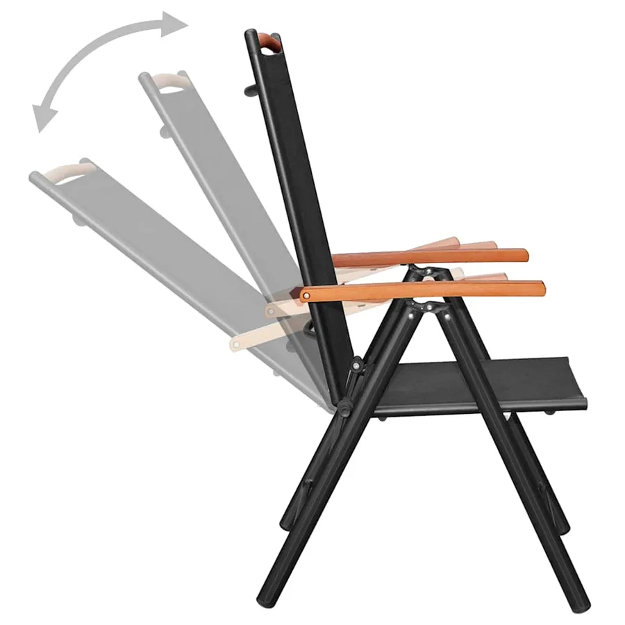 Ensemble à manger de jardin 9 pcs aluminium noir - 5