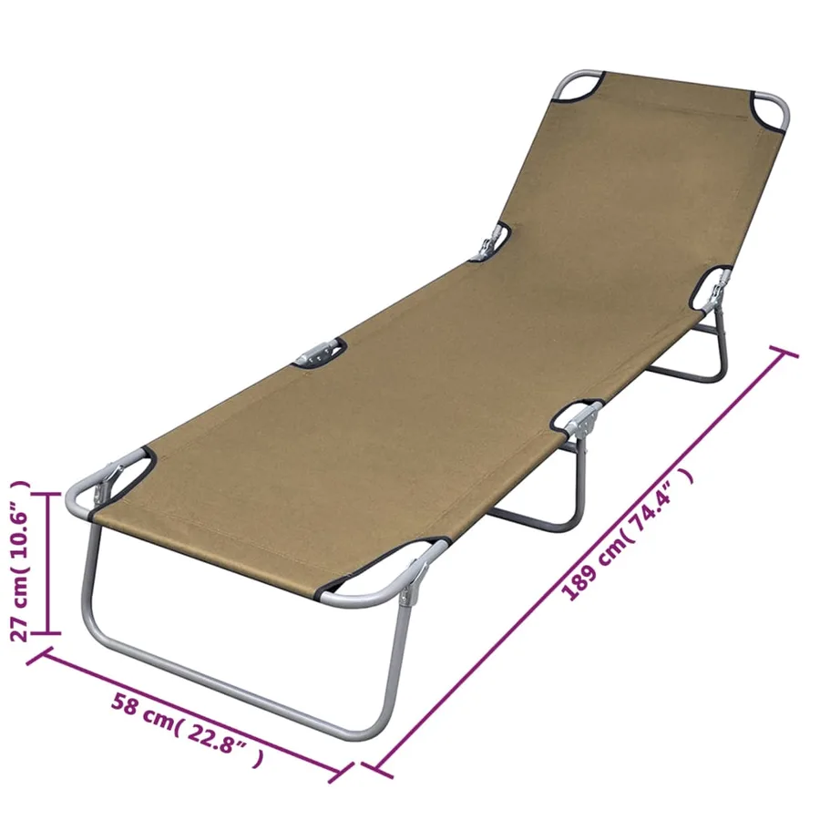 Chaise longue pliable avec dossier réglable Gris - 12