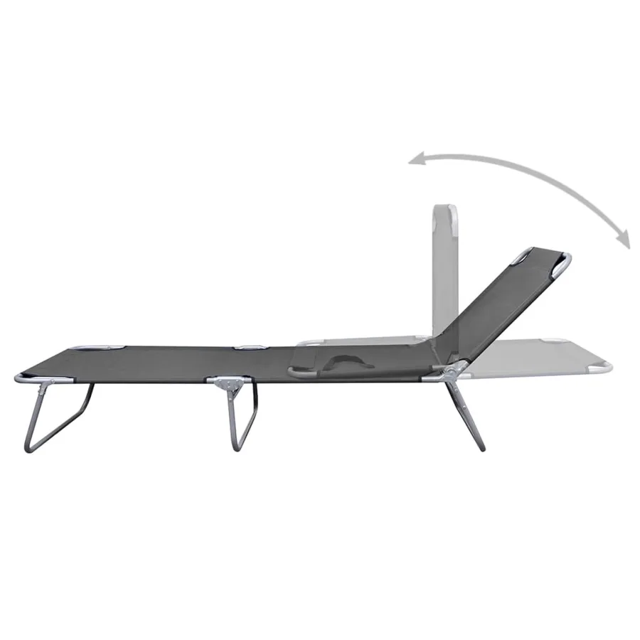 Chaise longue pliable avec dossier réglable Gris - 2