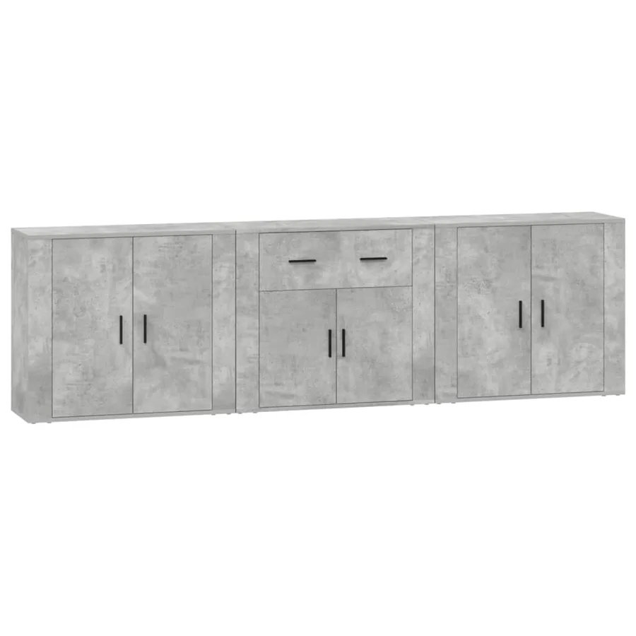 Buffets 3 pcs gris béton bois d'ingénierie - 2
