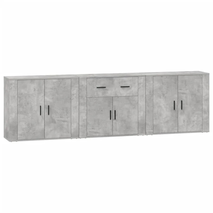 Buffets 3 pcs gris béton bois d'ingénierie - 5