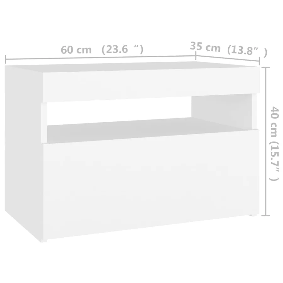 Tables de chevet avec lumières LED 2 pcs blanc 60x35x40 cm - 15