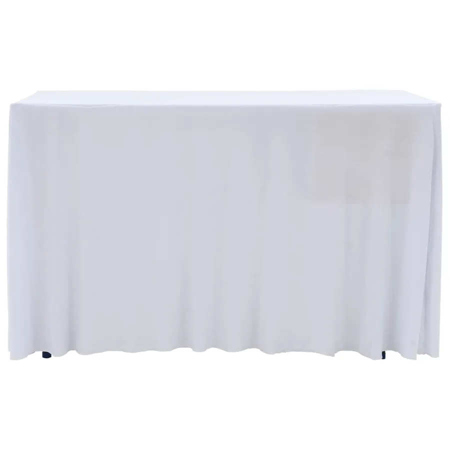 Nappes élastiques de table avec jupon 2 pcs 243x76x74cm Blanc - 2