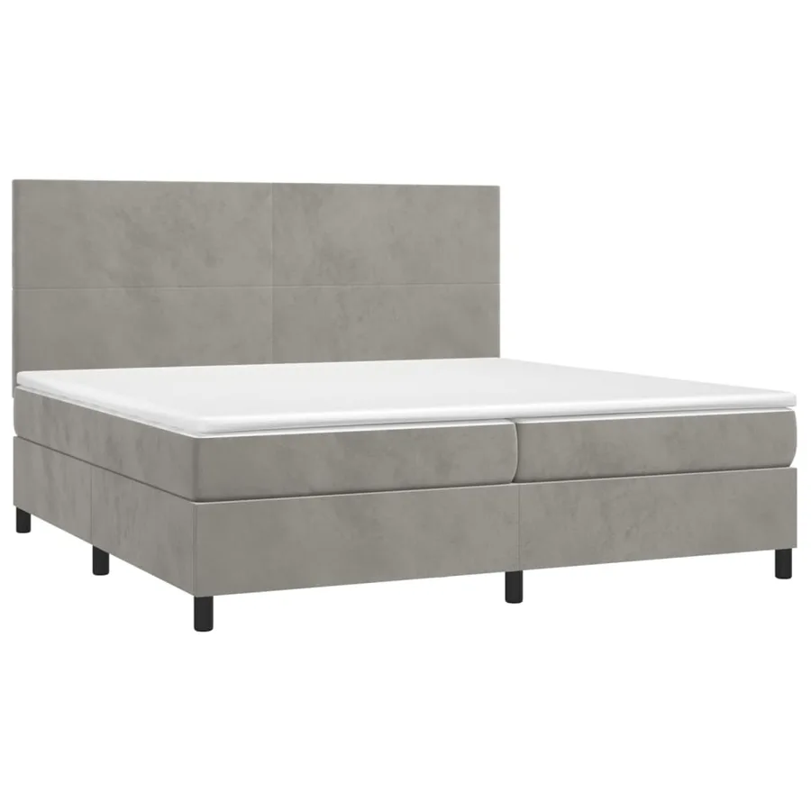 Sommier à lattes de lit avec matelas LED Gris clair 200x200 cm - 3