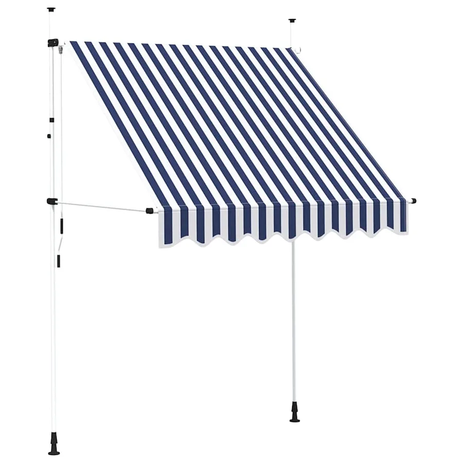 Auvent rétractable manuel 200 cm Rayures bleues et blanches - 2