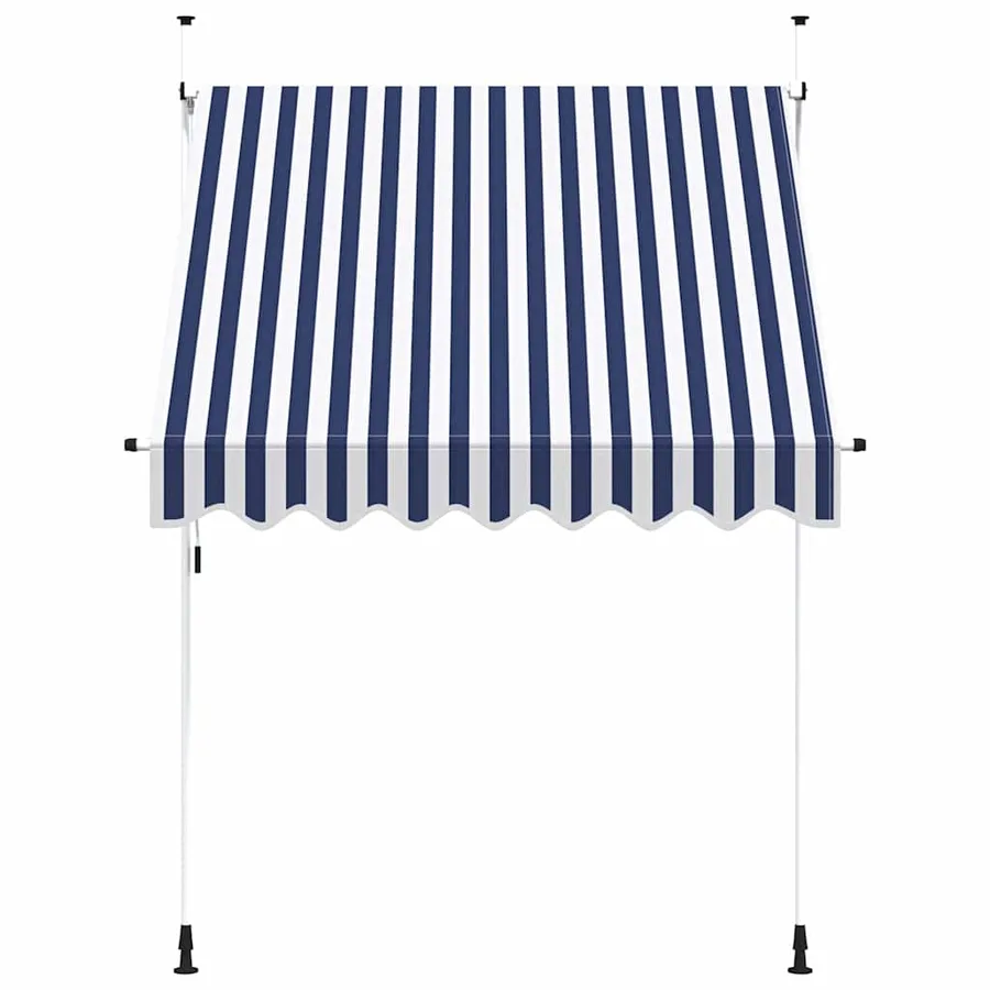 Auvent rétractable manuel 200 cm Rayures bleues et blanches - 3