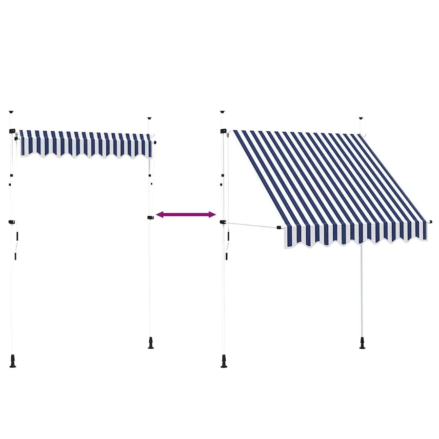 Auvent rétractable manuel 200 cm Rayures bleues et blanches - 6