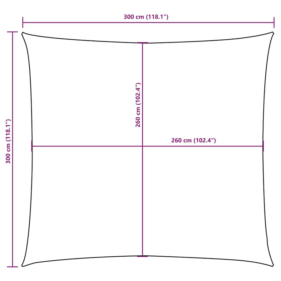 Voile de parasol tissu oxford carré 3x3 m crème - 10