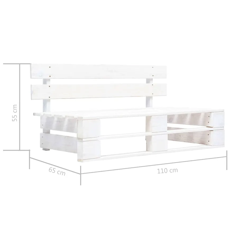 Banc palette de jardin bois gris blanc - 5