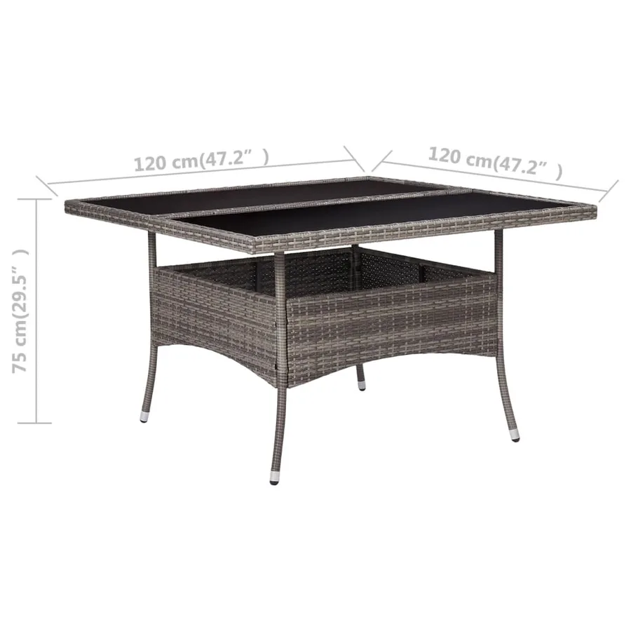 Table à manger d'extérieur Gris Résine tressée et verre - 4