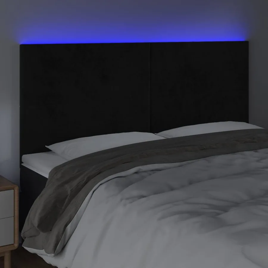 Tête de lit à LED Noir 200x5x118/128 cm Velours - 3
