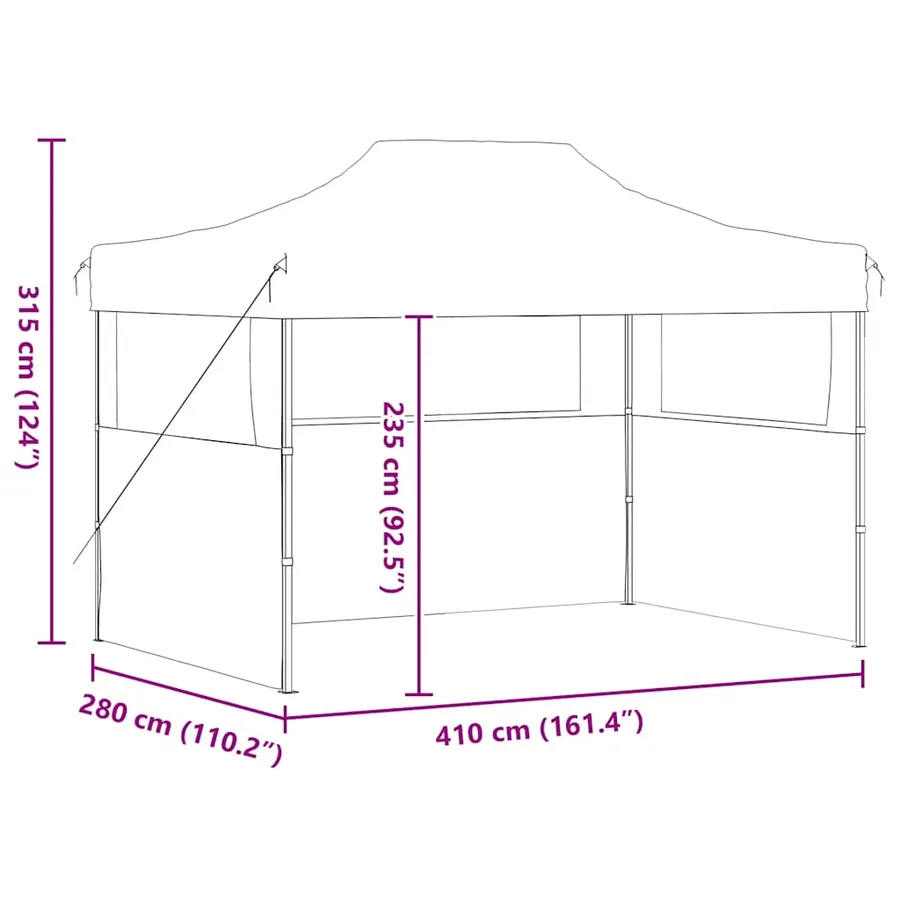 Tente de réception pliable avec 3 parois 3x4 m Acier Bleu - 11