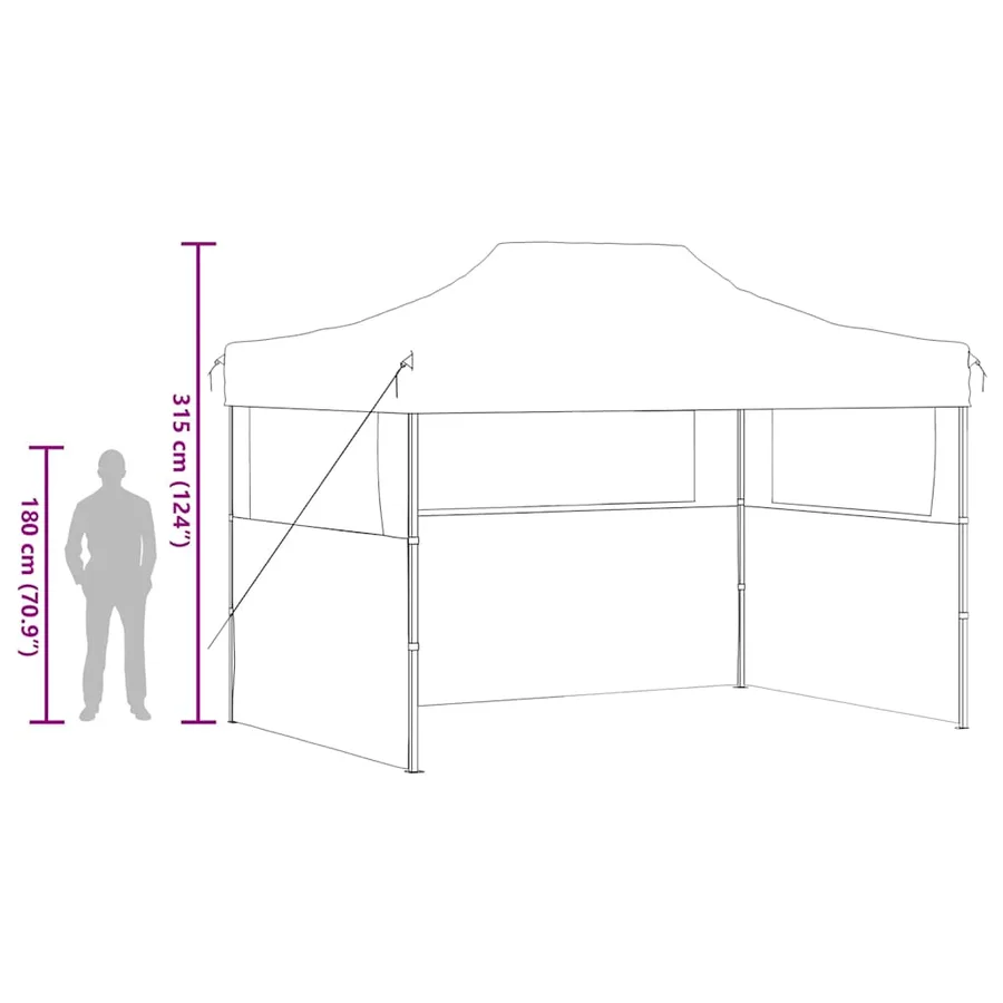Tente de réception pliable avec 3 parois 3x4 m Acier Bleu - 12