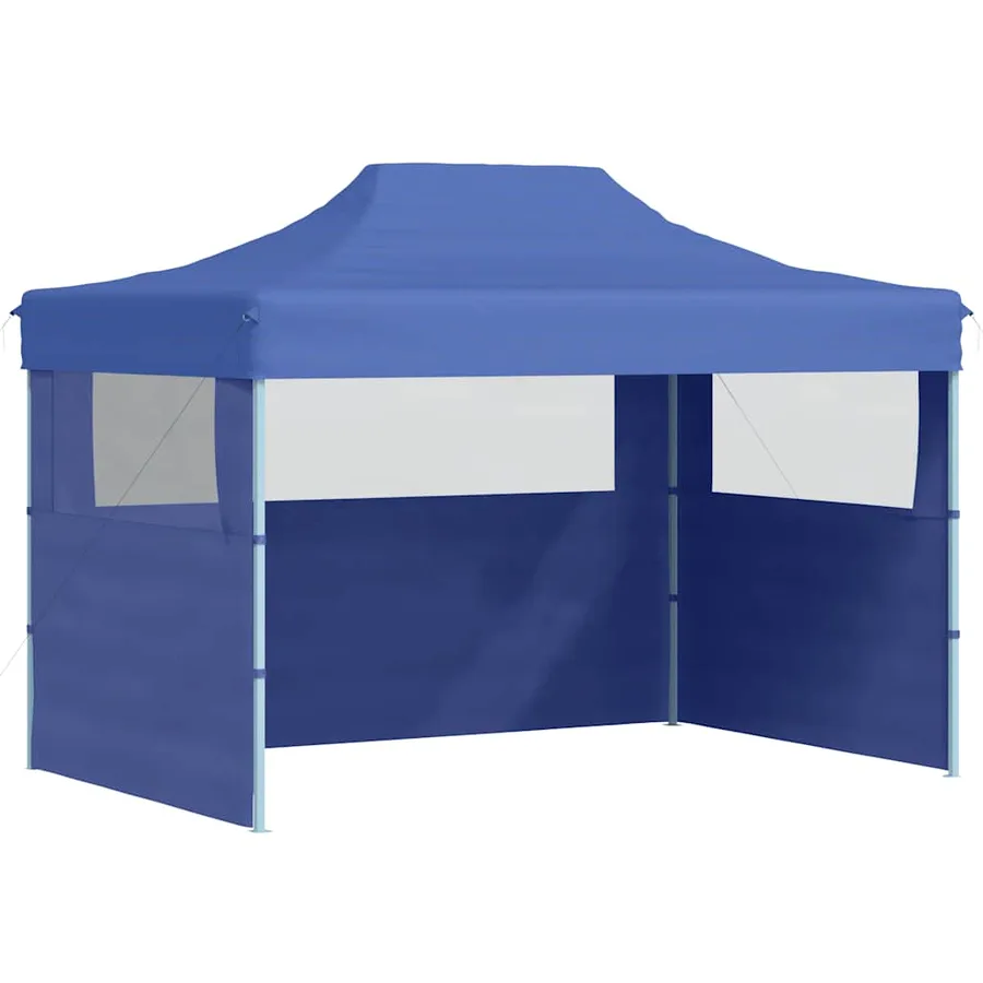 Tente de réception pliable avec 3 parois 3x4 m Acier Bleu - 2
