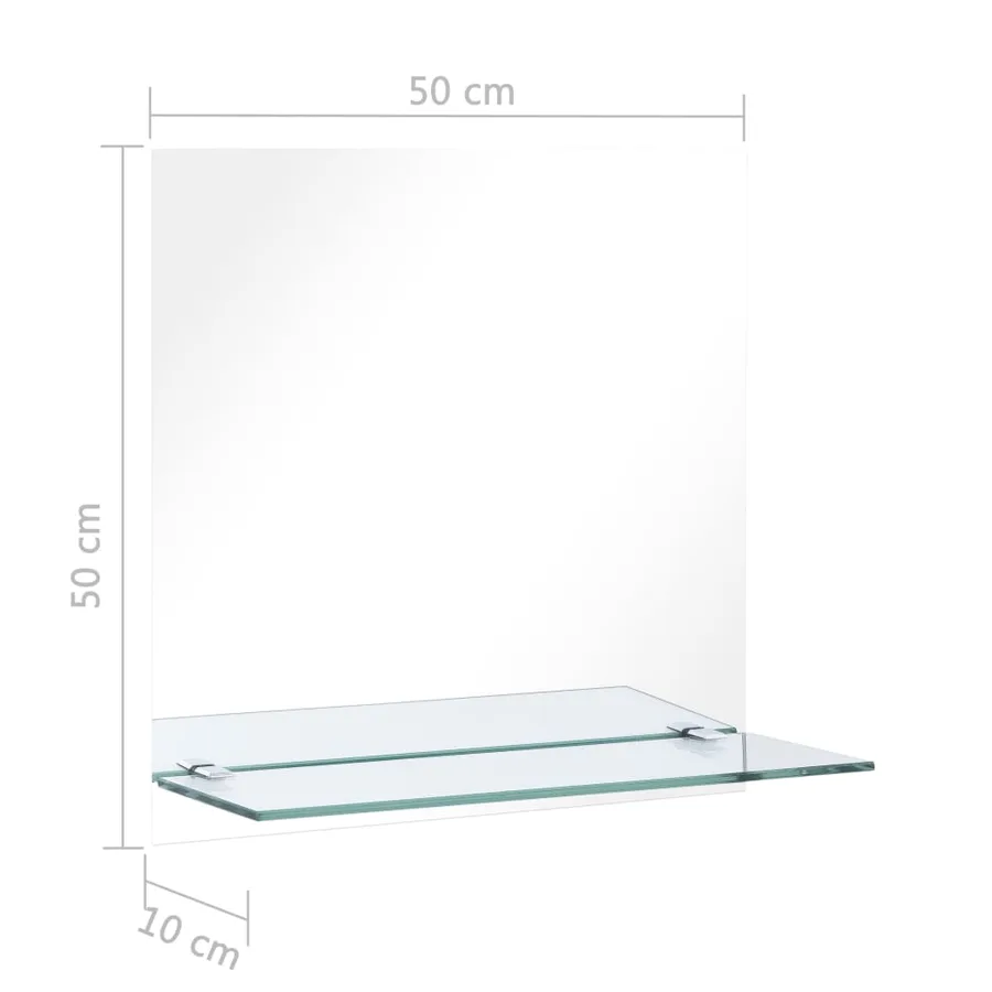 Miroir mural avec étagère 50x50 cm Verre trempé - 6