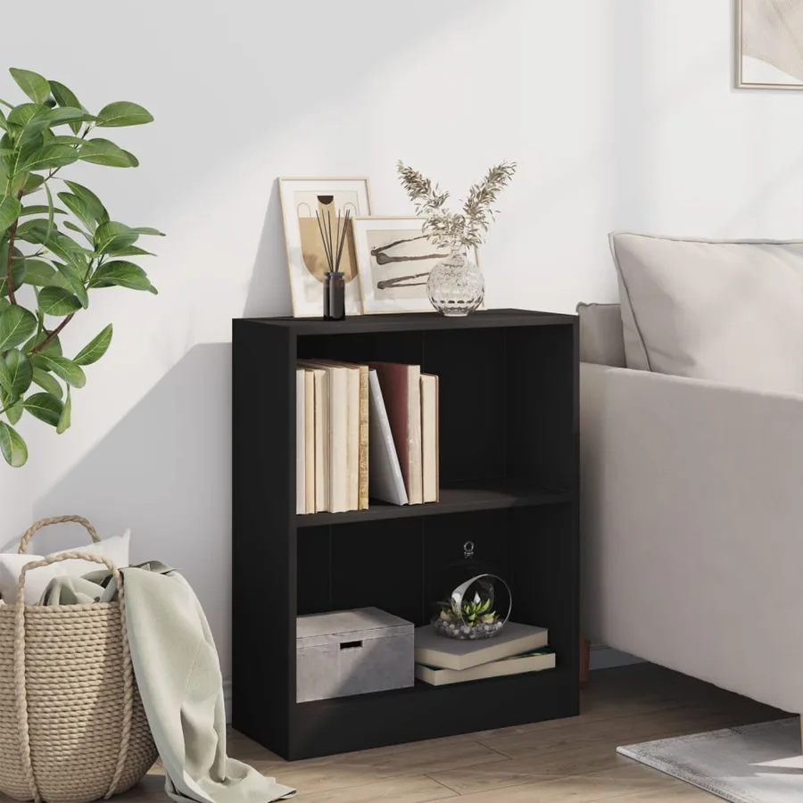 Bibliothèque Noir 60x24x76 cm Bois d'ingénierie - 3