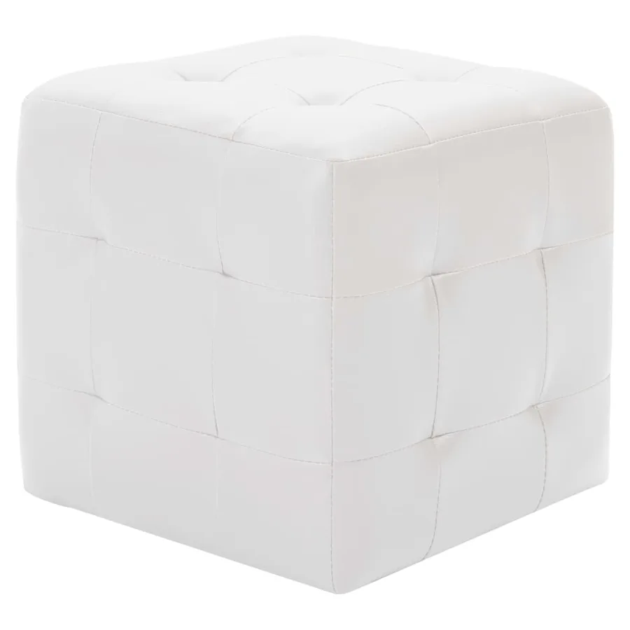 Poufs 2 pcs Blanc 30 x 30 x 30 cm Similicuir - 2
