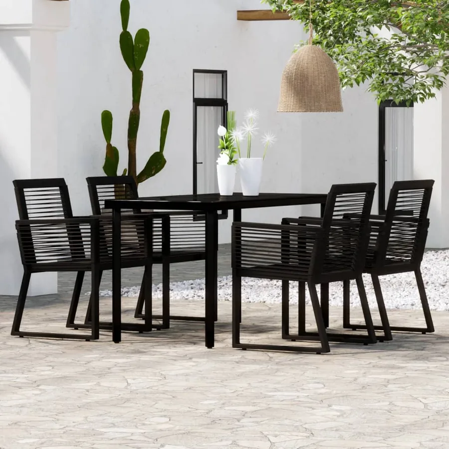 Ensemble à manger de jardin 5 pcs Noir