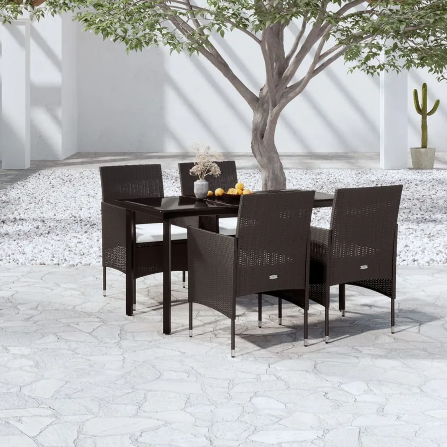 Ensemble à manger de jardin avec coussins 5 pcs Noir
