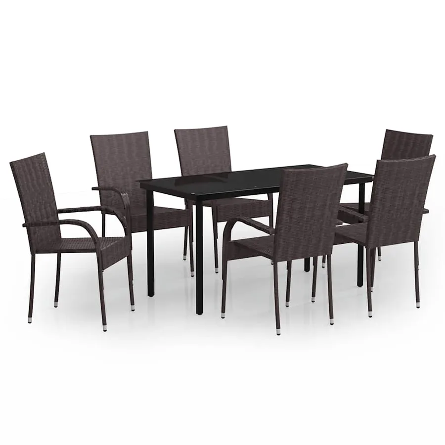 Ensemble à manger de jardin 7 pcs Marron et noir - 2