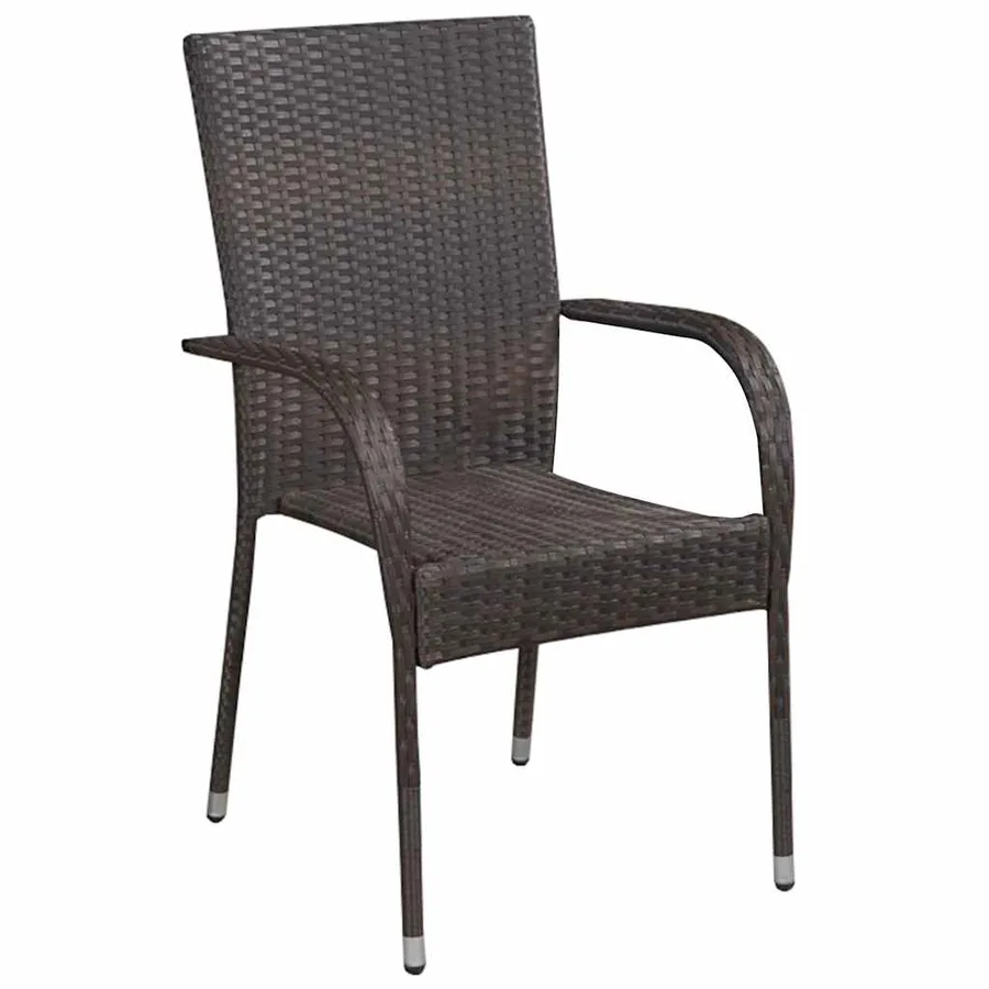 Ensemble à manger de jardin 7 pcs Marron et noir - 3