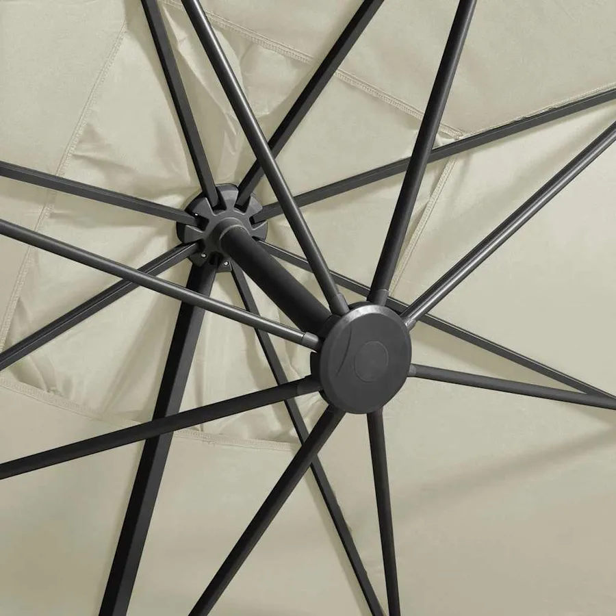 Parasol de jardin en porte-à-faux et mât et lumières LED sable - 9