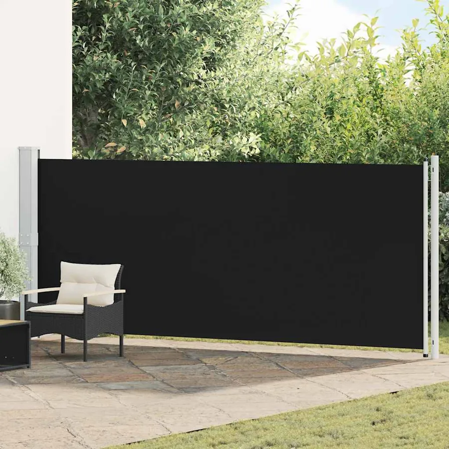Auvent latéral rétractable de patio 600x160 cm noir