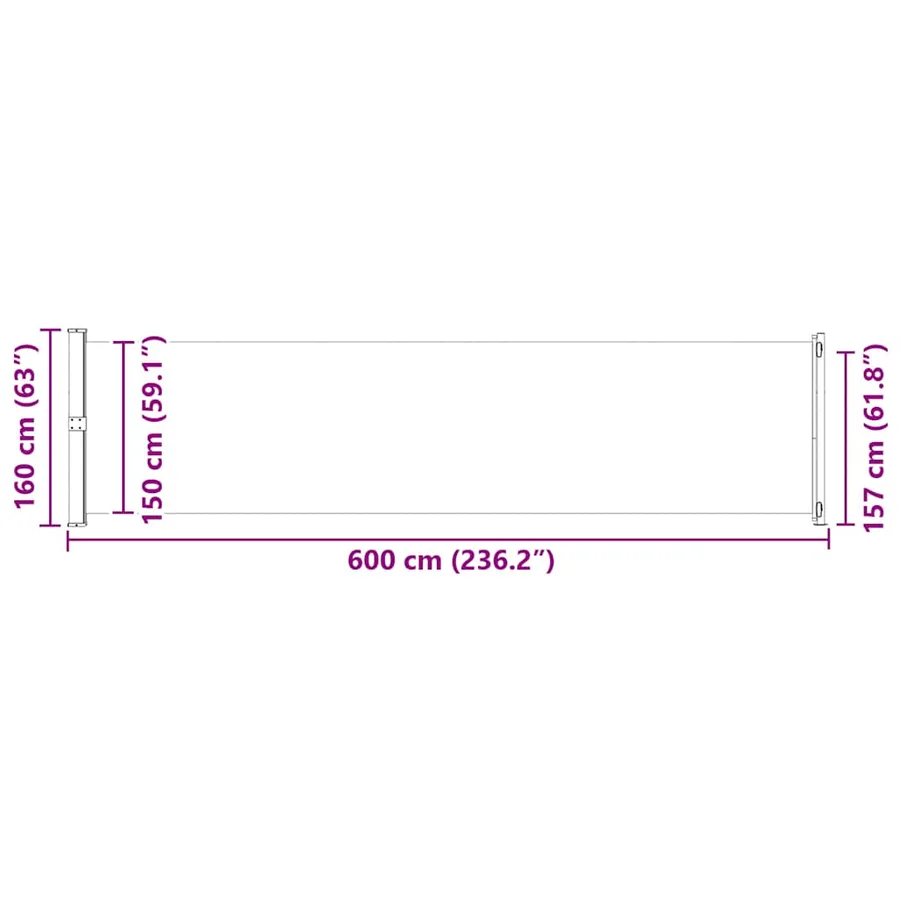 Auvent latéral rétractable de patio 600x160 cm noir - 10