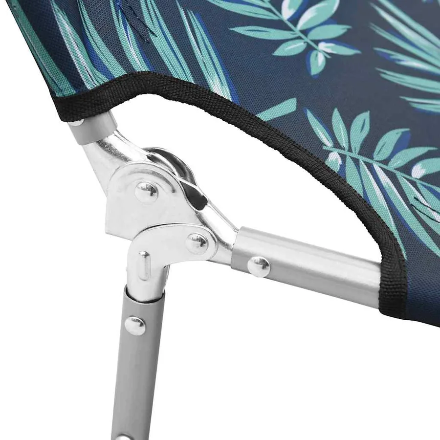 Chaise longue pliable coussin de tête Acier Motif de feuilles - 7