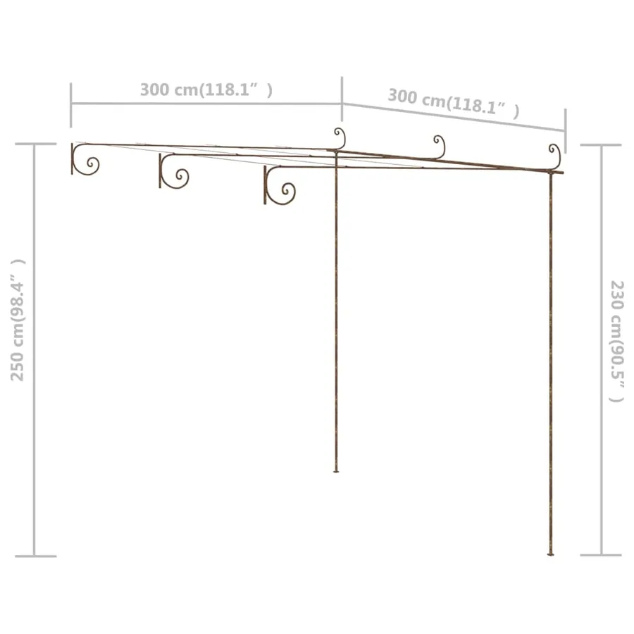 Pergola de jardin Marron antique 3x3x2,5 m Fer - 7