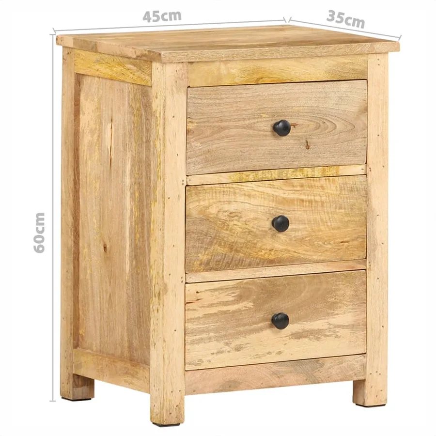 Table de chevet 45x35x60 cm Bois de manguier massif - 9
