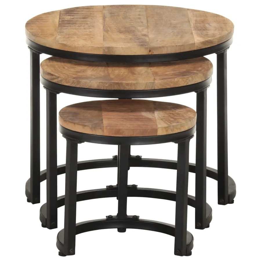 Tables d'appoint 3 pcs Bois de manguier brut - 2