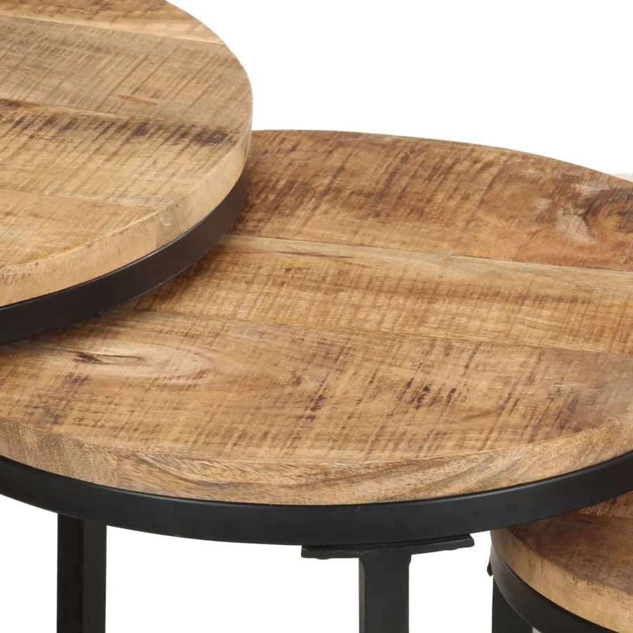 Tables d'appoint 3 pcs Bois de manguier brut - 6