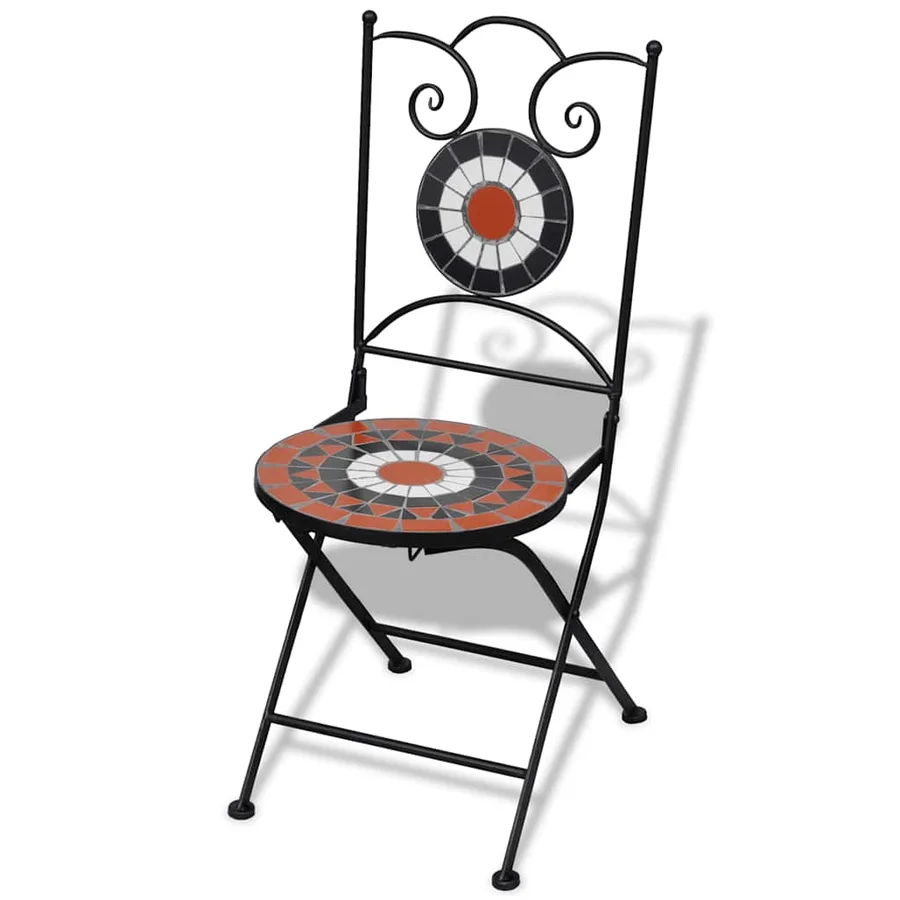 Chaises pliables de bistro 2 pcs Céramique Terre cuite et blanc - 2