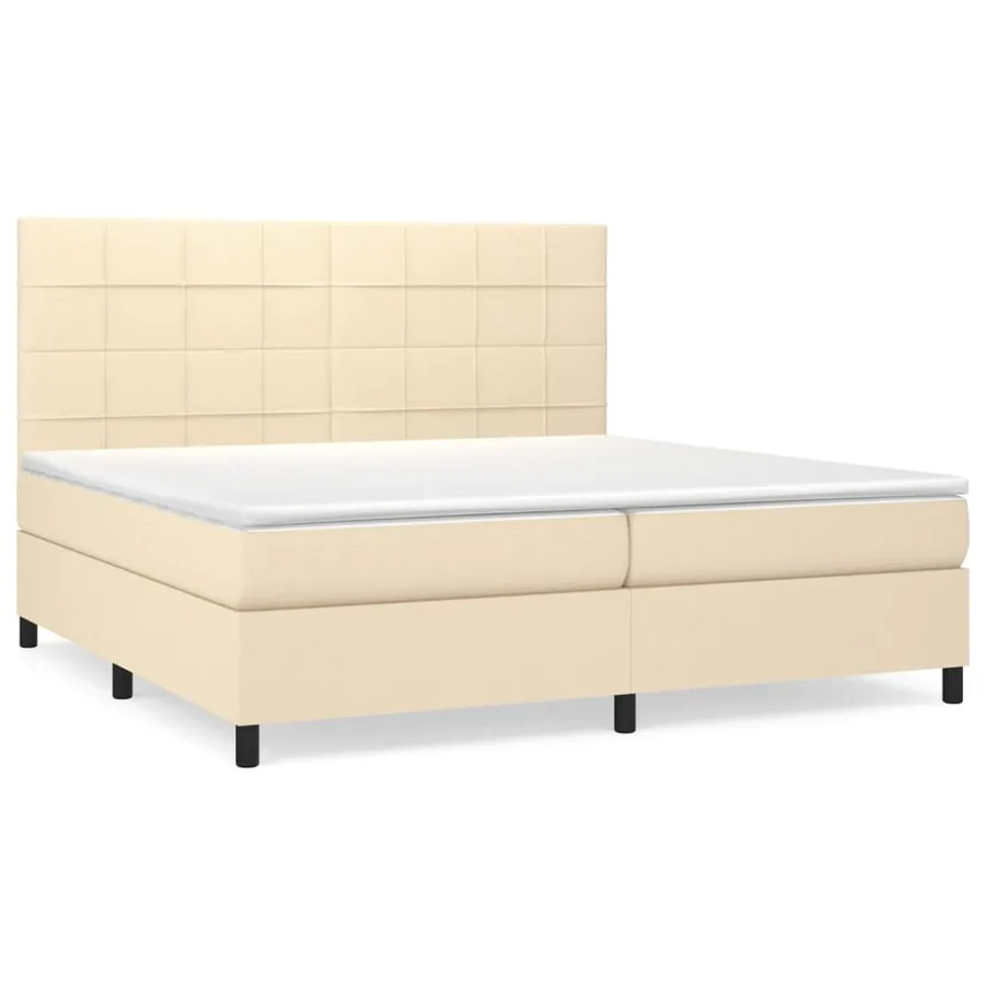 Sommier à lattes de lit avec matelas Crème 200x200 cm Tissu - 2
