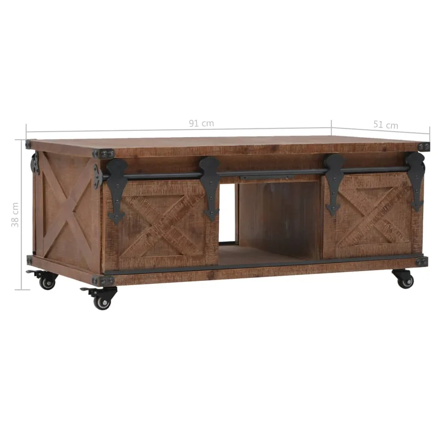 Table basse Bois de sapin massif 91x51x38 cm Marron - 11