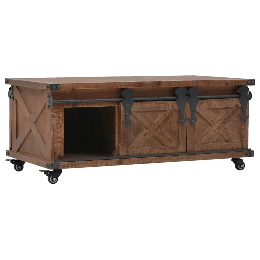 Table basse Bois de sapin massif 91x51x38 cm Marron - 6