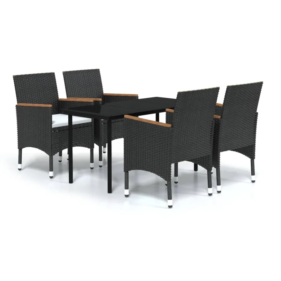Ensemble à manger de jardin avec coussins 5 pcs Noir - 2