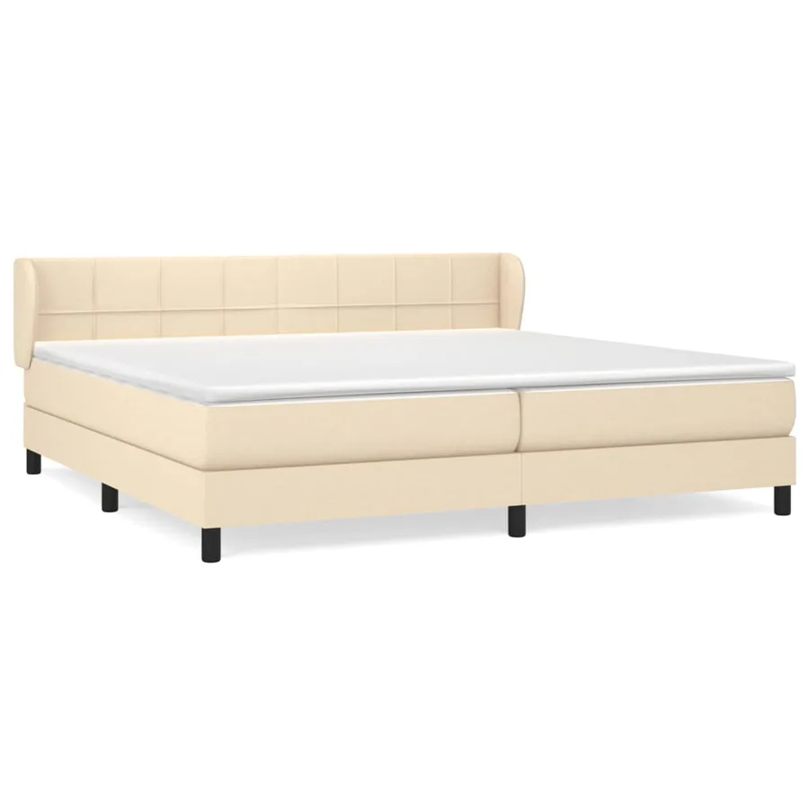 Sommier à lattes de lit avec matelas Crème 200x200 cm Tissu - 2