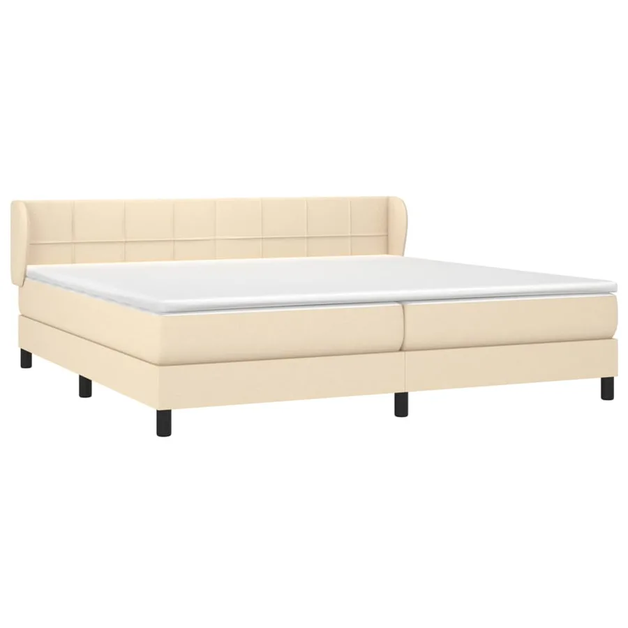 Sommier à lattes de lit avec matelas Crème 200x200 cm Tissu - 3