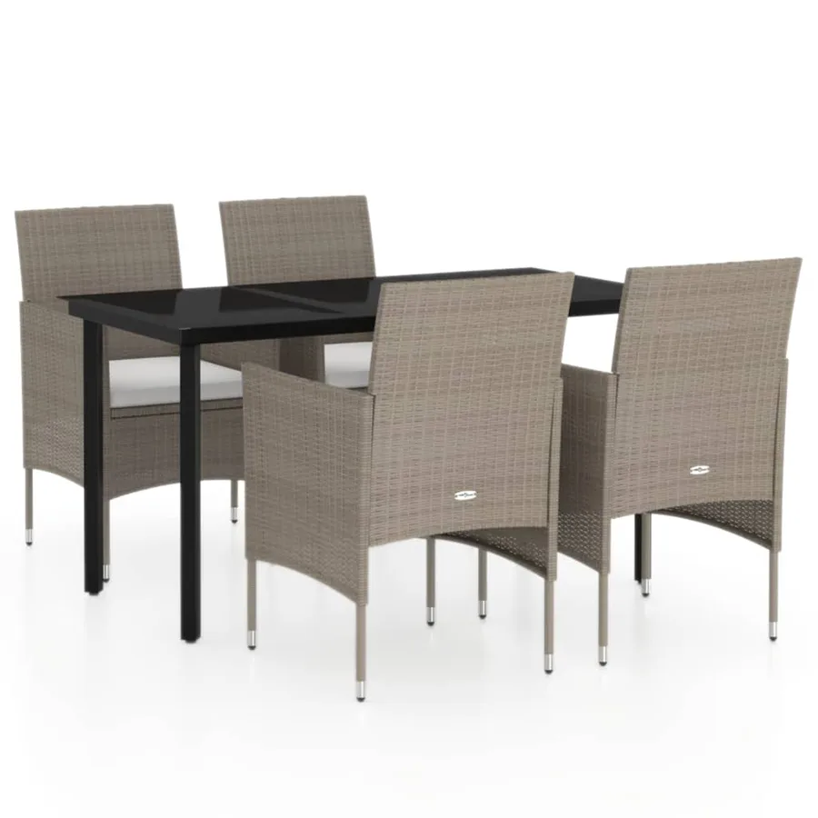 Ensemble à manger de jardin coussins 5 pcs Beige/noir - 2